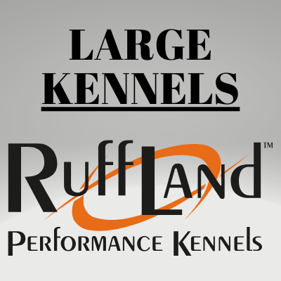 Ruff Land Performance Kennels logo with text on a gray background